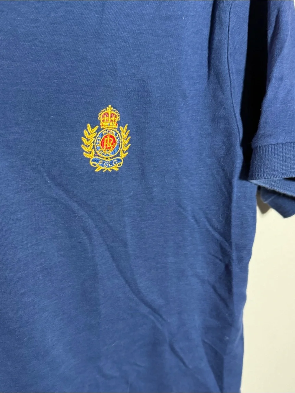 Men’s L Blue Ralph Lauren Retro Preppy Logo Business Casual Short Sleeve Polo